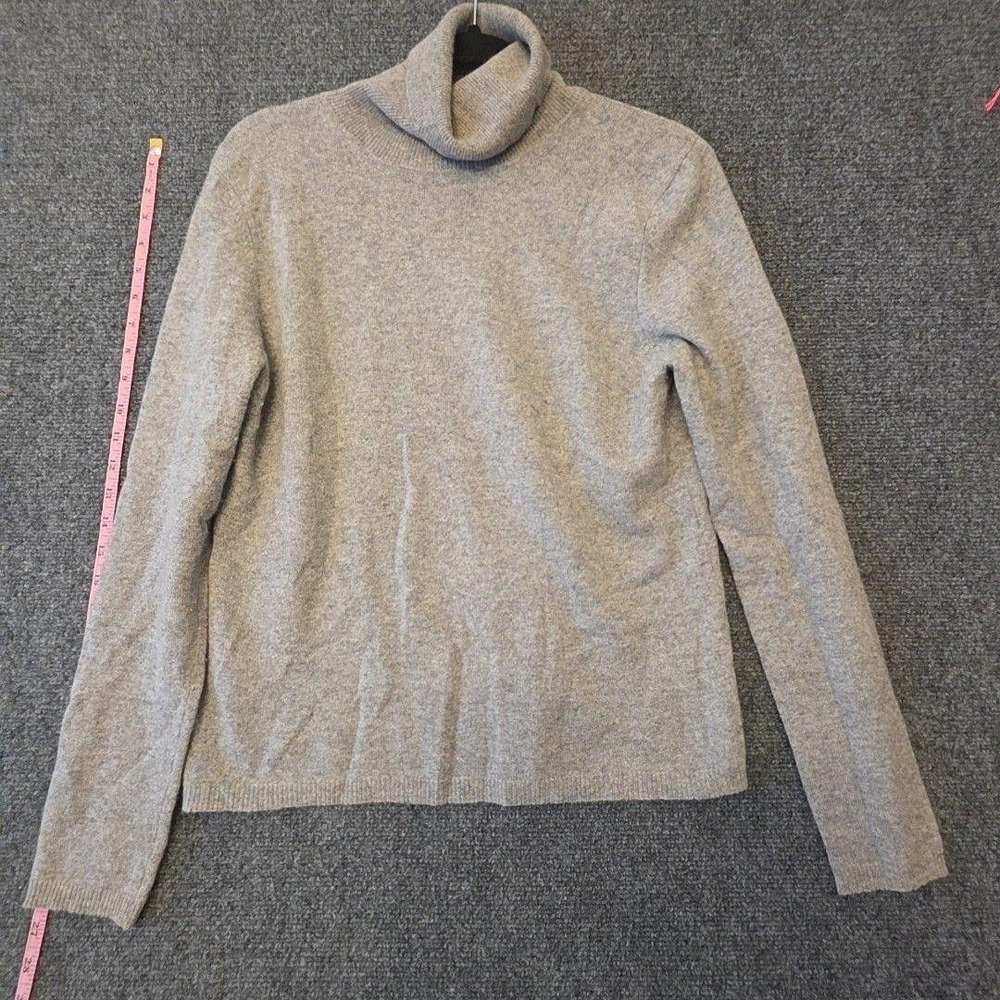 Valerie Stevens Sweater Womens M Gray Turtleneck 100% Cashmere Knit Pullover